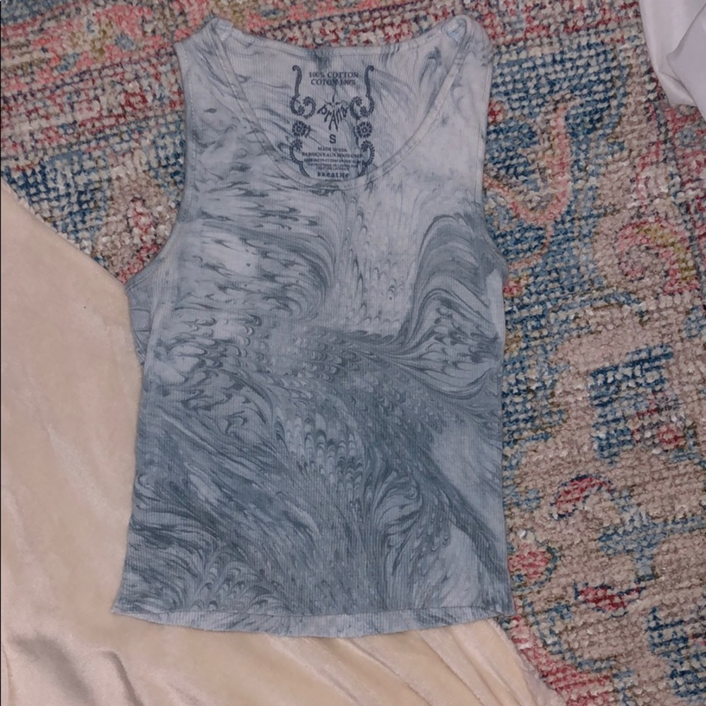 Blue marbled cropped tank